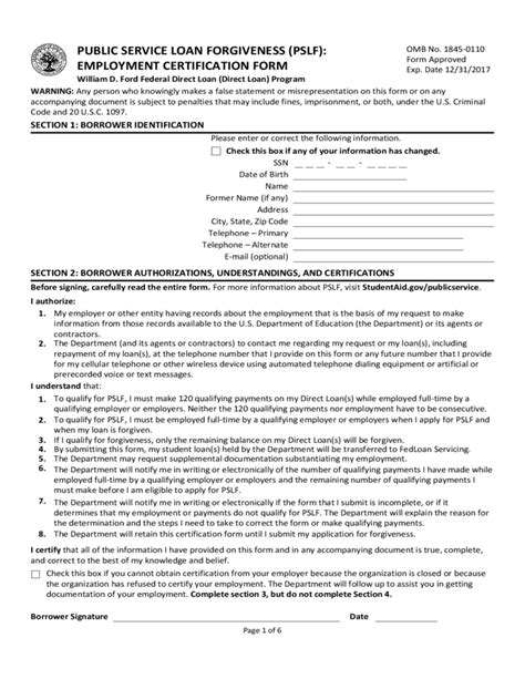 pslf form 2023